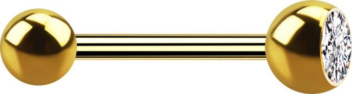 Immagine prodotto Star Piercing Barbell vergoldet mit Kugel und Kugel Kristall silber (senza ottone, Acciaio chirurgico 316L)
