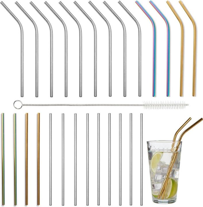 Actual product image Oak & Steel Straws stainless steel 30 pieces multicoloured (30 x)