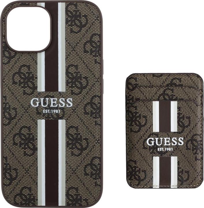 Immagine prodotto Guess 4G Stripes case with Magsafe wallet for iPhone 15 brown (Apple iPhone 15)