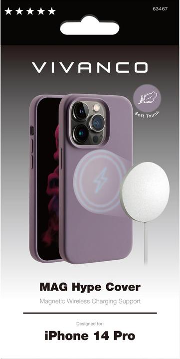 Actual product image Vivanco Mag Hype mobile phone case (6.1") Cover Purple (Apple iPhone 14 Pro)