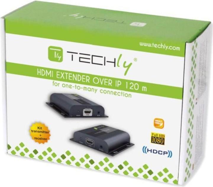 Produktbild EFB Elektronik TECHLY HDBitT HDMI Extender Set Sender und Empfaenger ueber IP ueber Netzwerkabel Cat5/5e/6 bis 8...