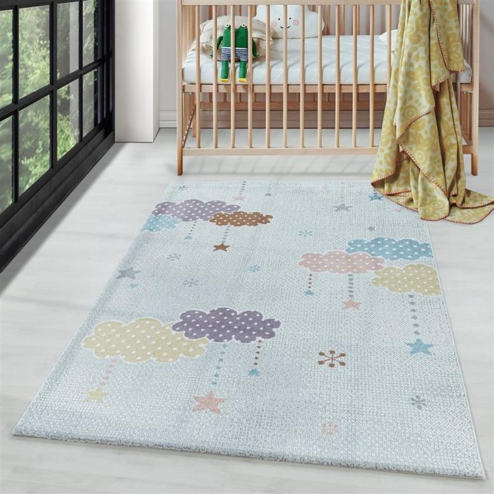 Actual product image Paco Home Children's rug Colourful clouds Stars Soft (160 x 230 cm)