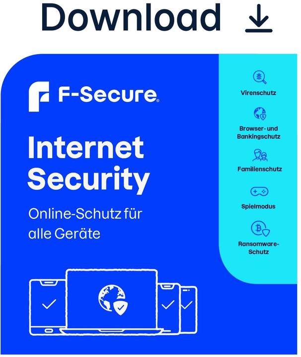 Actual product image F-Secure Internet Security for all devices (formerly SAFE) 2 years / 10 devices Download (10 User, 10 Devices/Users, 2 months)