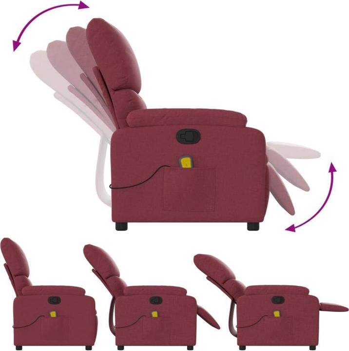 Immagine prodotto VidaXL Poltrona massaggiante in tessuto rosso vino,Colore: Rosso vino,Materiale: Tessuto