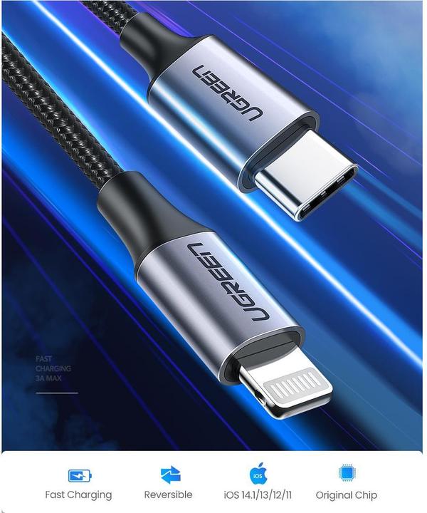 Image du produit Ugreen Câble Lightning vers USB-C 2.0 (1 m, USB 2.0)
