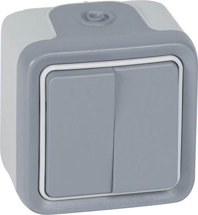Actual product image Legrand Plexo55 Rocker switch double change damp-proof surface-mounted grey 069715
