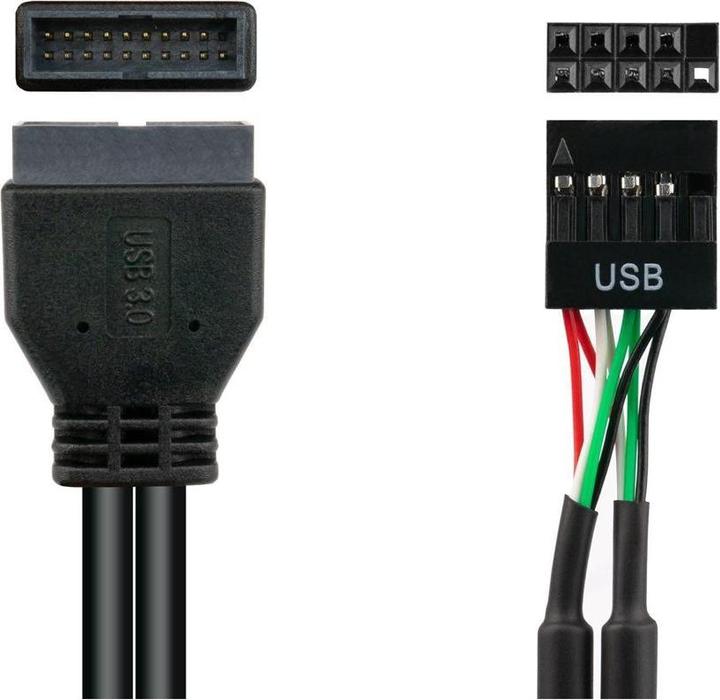 Produktbild Varia SO-33840 - Adapter intern USB 3.0 Pin-Header Stecker an USB 2.0 Pin-Header Buchse, schwarz, 0,15m