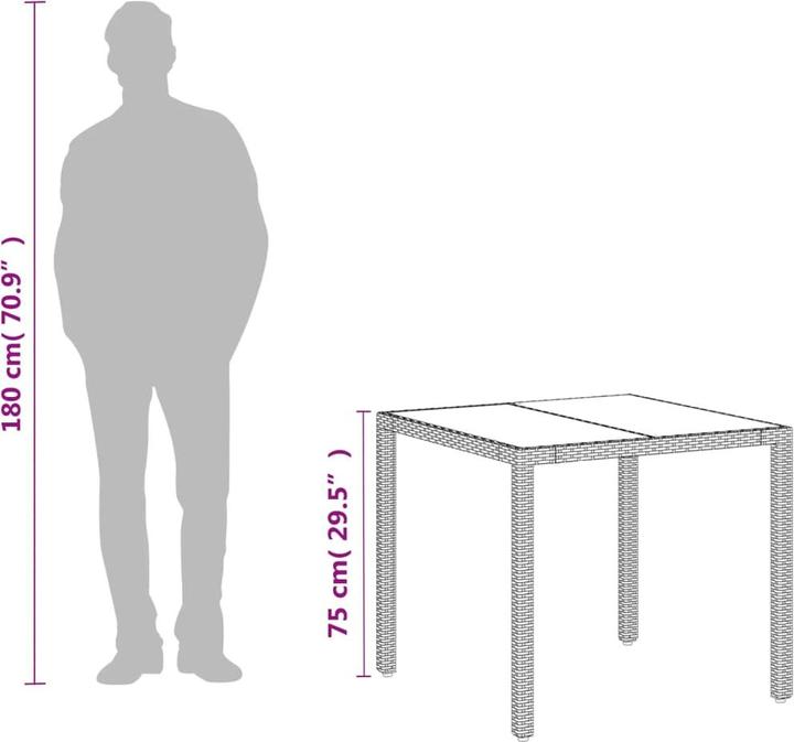 Image du produit VidaXL Gartentisch mit Glasplatte (90 cm)