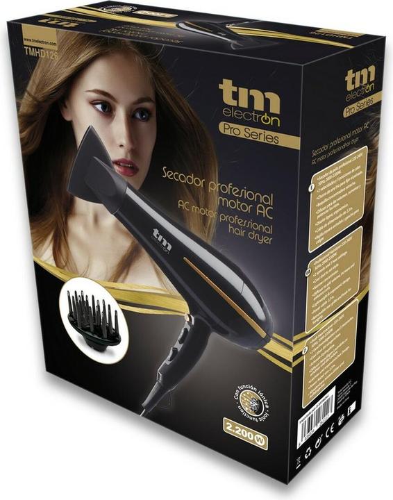 Actual product image TM Electron TMHD126 Professional Hair Dryer AC Motor 2400W Ionic Function 3 Heat and 2 Speed Settings - 1 Unit