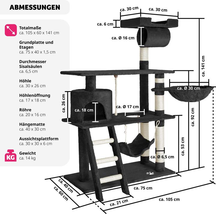 Produktbild tectake Marcel (141 cm, Schwarz)