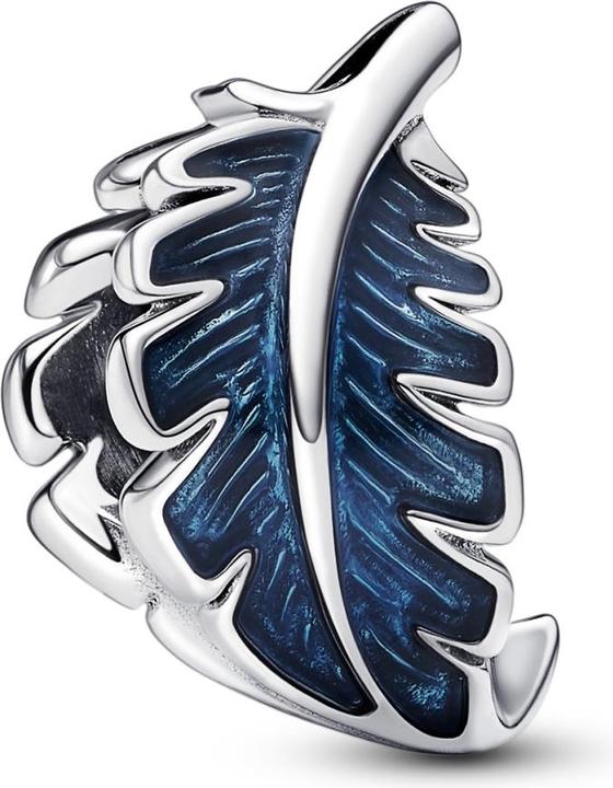 Pandora Blaue geschwungene Feder Charm (Sterling Silber 925)