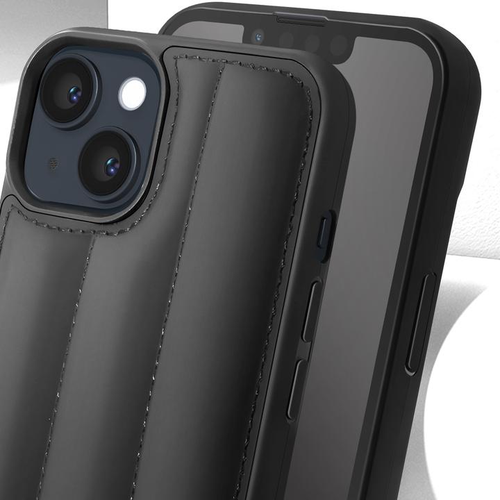 Immagine prodotto Karl Lagerfeld KLHCP14MPSQPK Custodia rigida per iPhone 14 Plus 6,7" in pelle/nero Puffy Ikonik Pin (Apple iPhone 14 Plus)