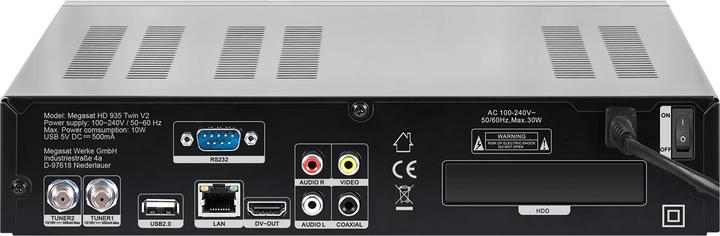 Actual product image Megasat HD 935 Twin Satellite Receiver TB Hard Disk Drive (1000 GB, DVB-S2)