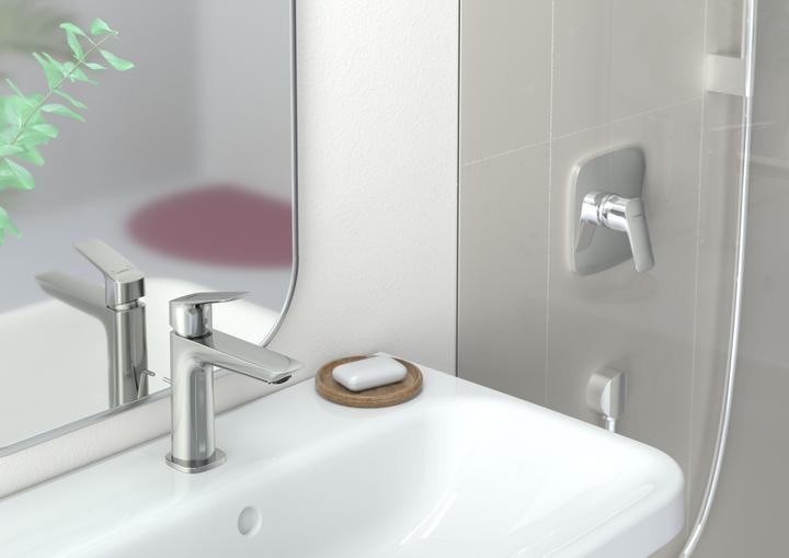 Actual product image hansgrohe HG single lever washbasin mixer 110 LOGIS with PushOpen pop-up waste chrome