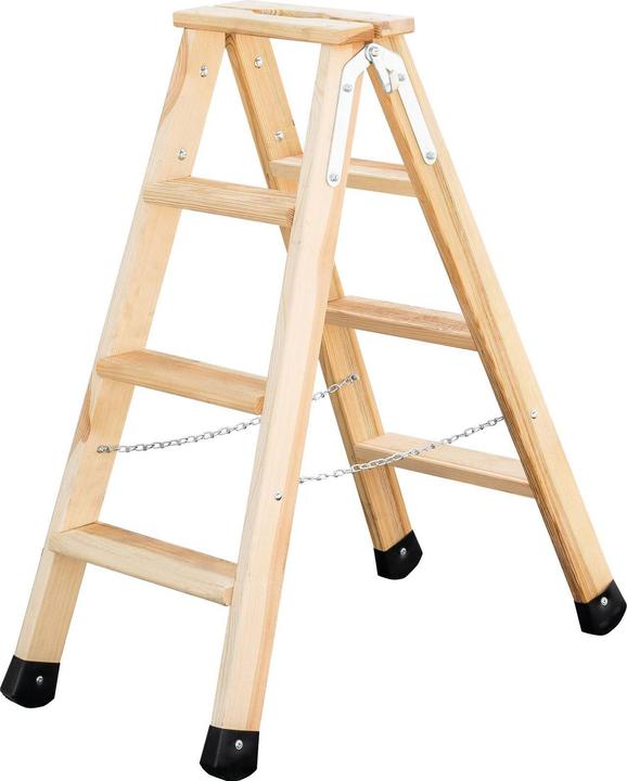 Immagine prodotto Munk Scala a libro a gradini in legno, salita su ambo i lati, 2 x 4 gradini, altezza (Scala doppia, 113.50 cm)