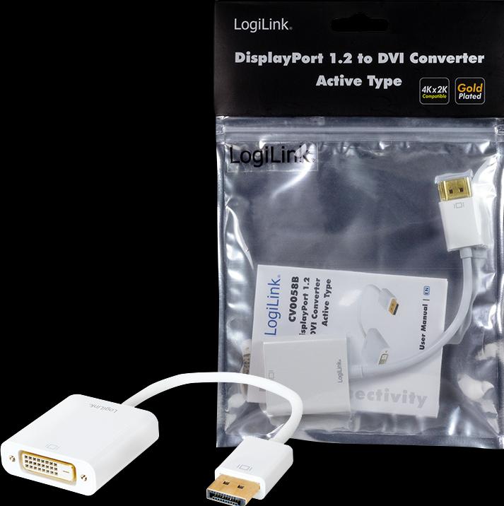 Actual product image LogiLink DisplayPort 1.2 to DVI (DVI, 15 cm)