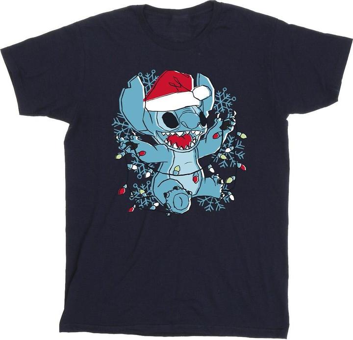 Disney Lilo And Stitch Christmas Lights Sketch TShirt Mädchen