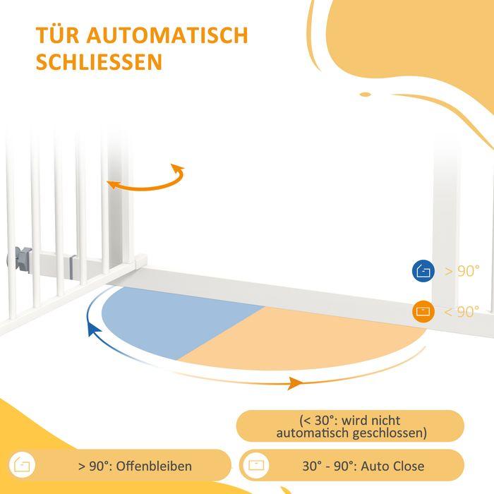 Produktbild Swisshandel24 Hunde Türgitter, 74-100 cm, Absperrgitter mit automatisch schliessender Tür, ohne Bohren für kleine/ (74 cm)