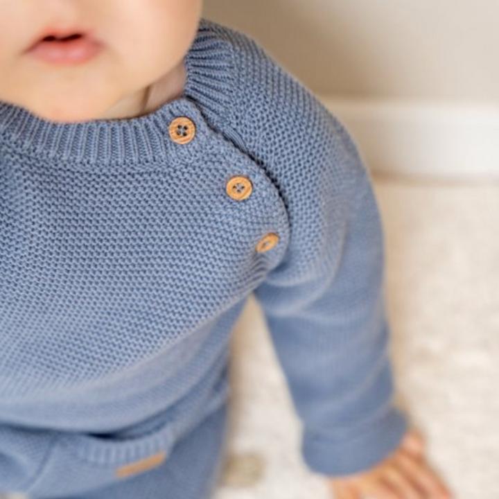 Produktbild Little Dutch Strampler gestrickt Blau (50)