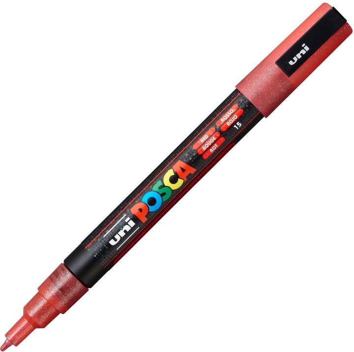 Actual product image Posca Marker PC-3M round tip (Glitter Red, 1.30 mm, 1 x)