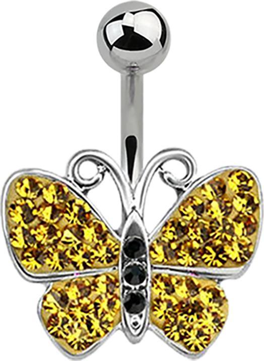 Star Piercing Banane silber Schmetterling topaz (ohne Messing, Chirurgenstahl 316L)