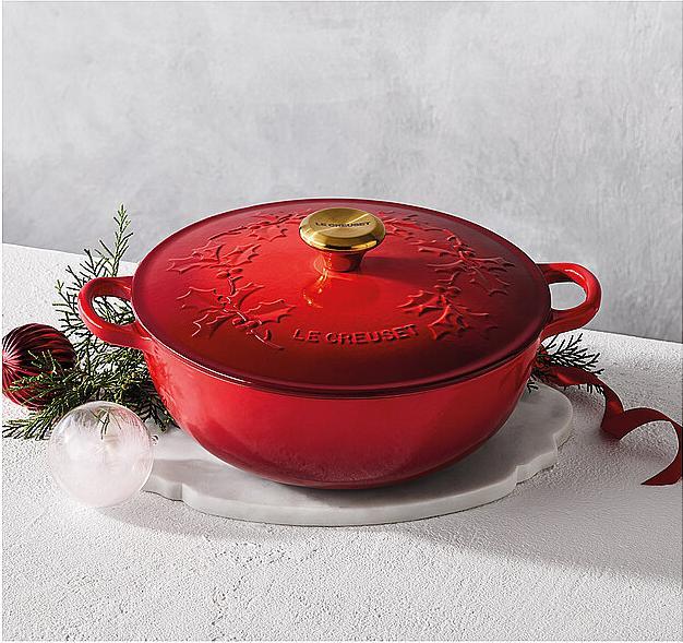Actual product image Le Creuset Cooking pot lid LA MARMITE HOLLY Cherry red (26 cm, Pot, Cast iron, Enamel)