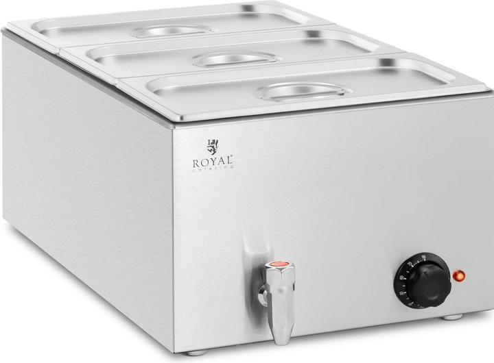 Produktbild Royal Catering Bain Marie Warmhaltebehälter Speisenwärmer Ablasshahn 600 W 3 GN 1/3