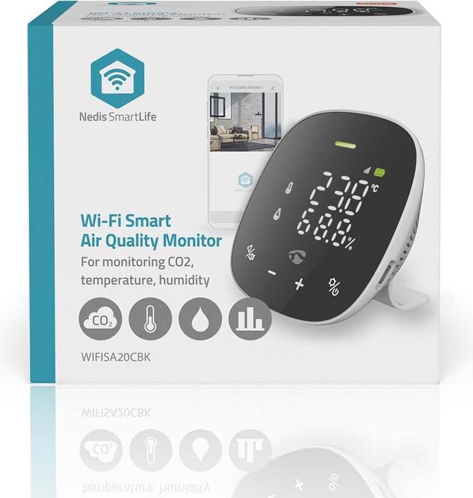 Image du produit Nedis SmartLife Luftqualitätsmonitor Wi-Fi | inkl. Display | Kohlendioxid (CO2) / Luftfeuchtigkeit /