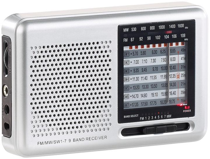 Image du produit Auvisio Récepteur mondial analogique 9 bandes avec FM, MW et 7x KW, format pochette de veste (FM, MF, KW)