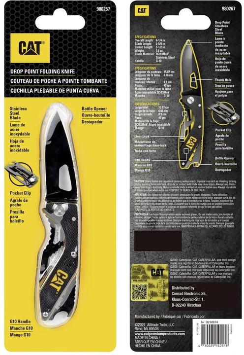 Produktbild Cat 980267 Klappmesser mit 6,7 cm Klinge und Gürtelclip Länge 158 mm (6.70 cm)