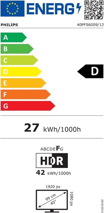 Energy Label Philips 40PFS6009/12 (40", LED, Full HD, 2024)
