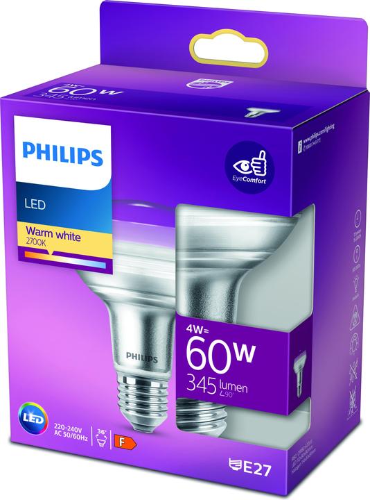 Productafbeelding Philips Lamp 4 W (60 W) E27 Warm Wit (E27, 4 W, 345 lm, 1 x, F)