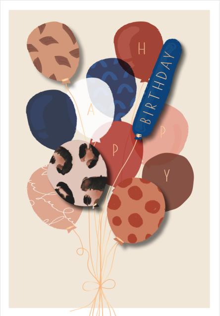 Actual product image Birthday card balloons - Happy Birthday (1 pcs.)