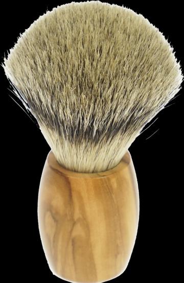 Actual product image Shaving brush, olive wood, pure badger, silver tip, Ø 21.5 mm (Shaving brush)