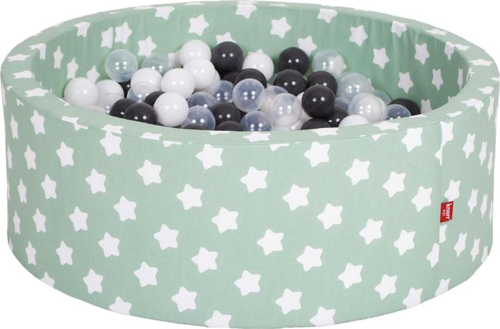 Produktbild Knorrtoys Bällebad soft - "Green white stars" 300 balls grey/white/transparent (ca. 6cm Durchmesser)