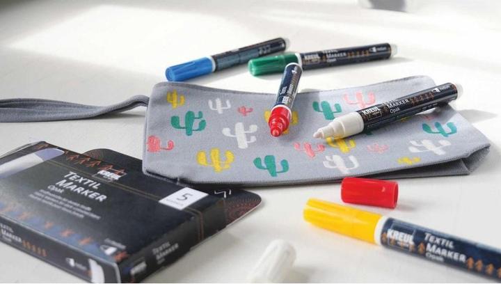 Immagine prodotto Kreul Texi Mäx Opak Set di Base (Giallo, Verde, Bianco, Blu, Rosso, 4 mm, 5 x)