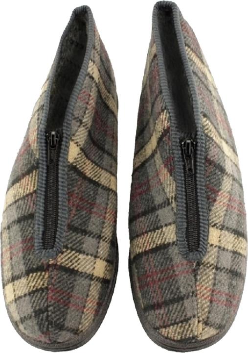 Produktbild Universal Textiles Jed II ThermoHausschuhe Pantoffeln mit Reissverschluss kariert (45)