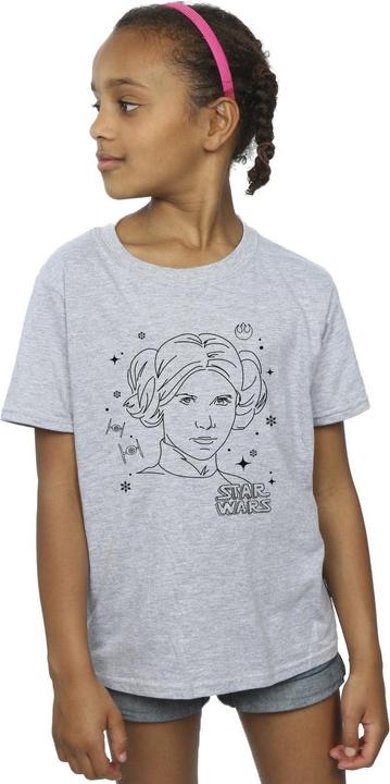 Actual product image Star Wars Girls Episode IV: A New Hope Leia Christmas Sketch Cotton T-Shirt (152, 158)