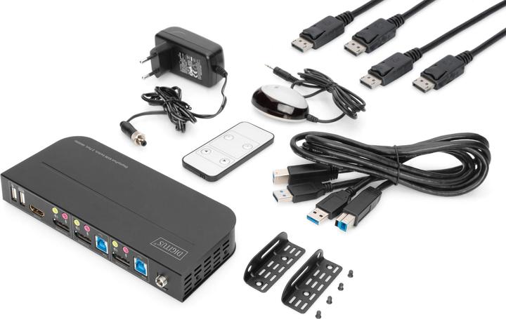 Produktbild Digitus KVM-Switch, 2-Port, 4K60Hz, 2 x DP in, 1 x DP/HDMI out