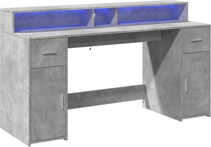 Image du produit VidaXL Bureau à LED Table d'ordinateur Table de travail PC Table de bureau gris béton (160 x 55 x 91 cm)