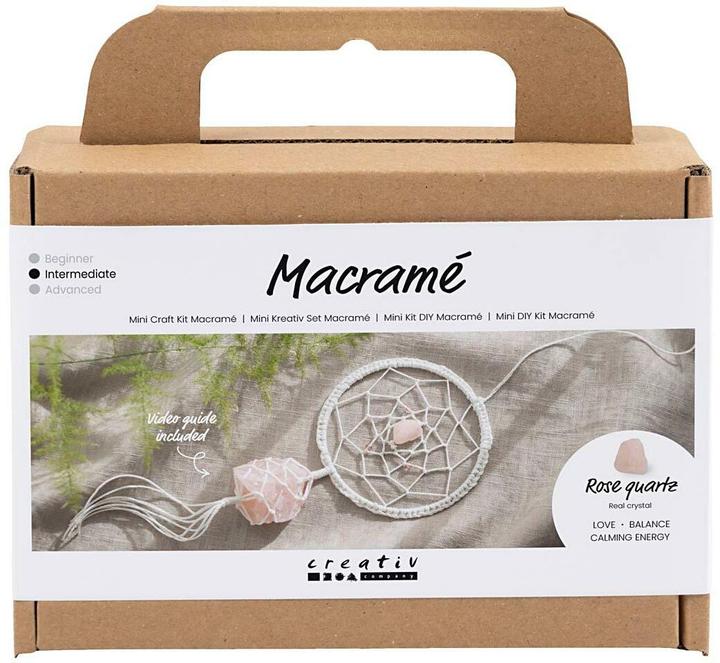 Creativ Company Mini Craft Kit - Macramé - Dreamcatcher w/ Rose Quartz Crystal (977728)