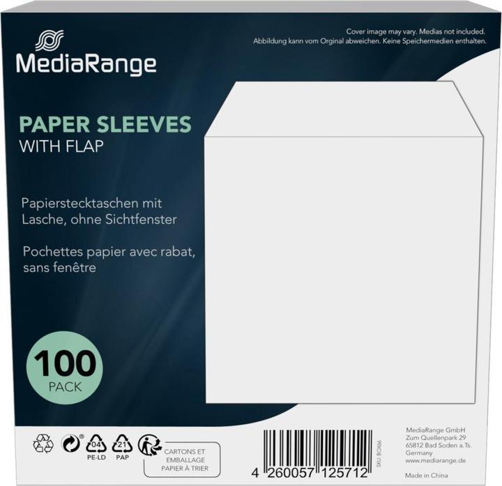 Produktbild MediaRange CD/DVD Papierhüllen ohne Sichtfenster