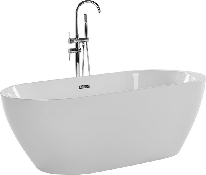 Produktbild Beliani Badewanne freistehend oval weiss 160 x 75 cm NEVIS (203 l, 75 cm, 160 cm)