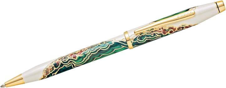 Image du produit Cross Stylo à bille twist Wanderlust Borneo Blanc Laque Vert Or Boîte cadeau (Laque blanche Vert Or, 1 x)