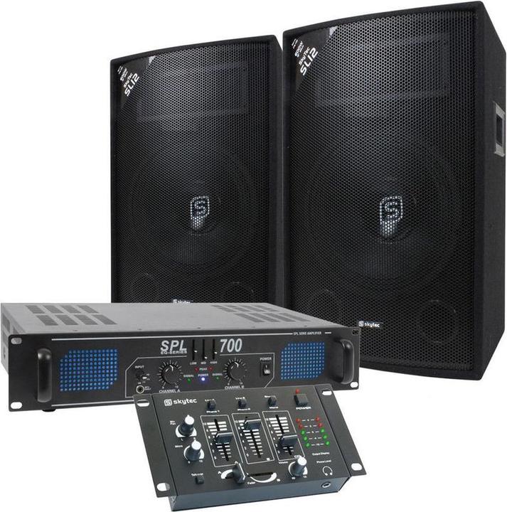 Immagine prodotto Skytec DJ Set - Set completo per DJ con mixer, amplificatore e 12 altoparlanti - 700W