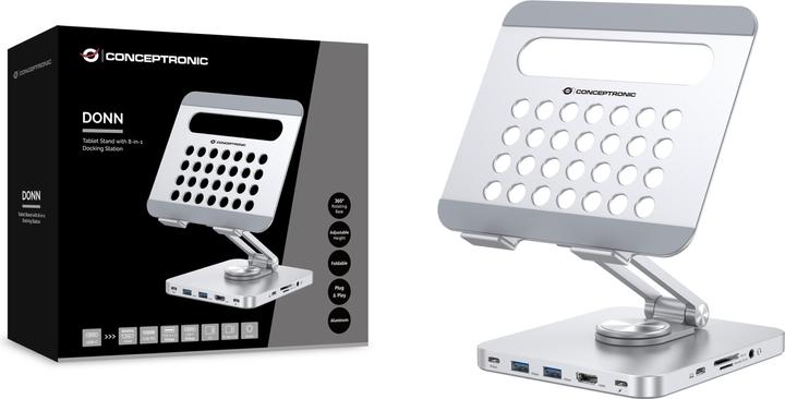 Produktbild Conceptronic Tablet Halterung inkl 8-in-1 Docking Station si