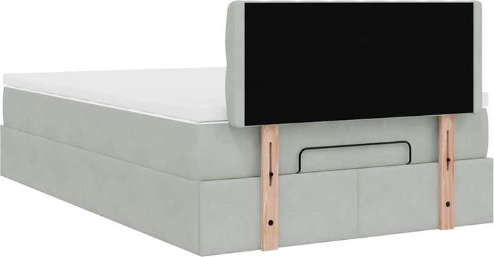 Image du produit VidaXL Ottoman-lit avec matelas gris clair 120x190 cm velours (120 x 200 cm)