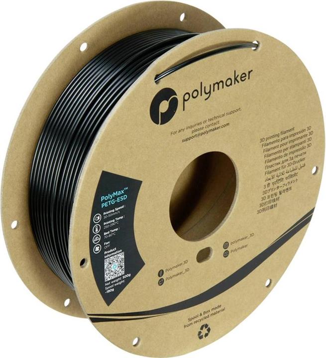 Actual product image Polymaker PolyMax PETG-ESD (PETG, 2.85 mm, 500 g, Black)