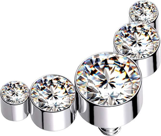 Produktbild Star Piercing Dermal Anchor silber fünf Kristalle silber (ohne Messing, Chirurgenstahl 316L)