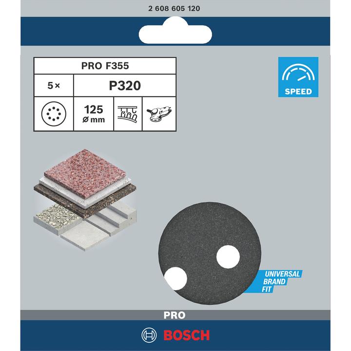 Actual product image Bosch Professional Zubehör PRO F355 sanding sheet, 125 mm, G320 (320)